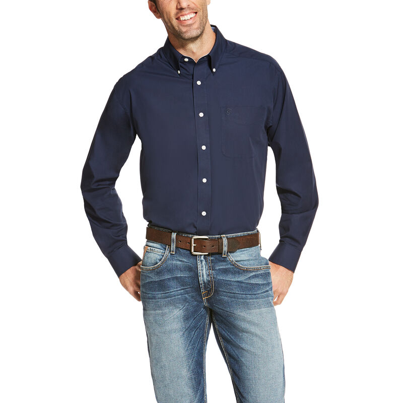 Ariat Hemden Herren - Wrinkle Free Solid Navy ( MHGWK-6580 )
